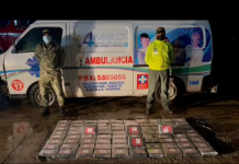 89 paquetes de clorhidrato de cocaína ocultos en una ambulancia fueron incautados en el Cesar